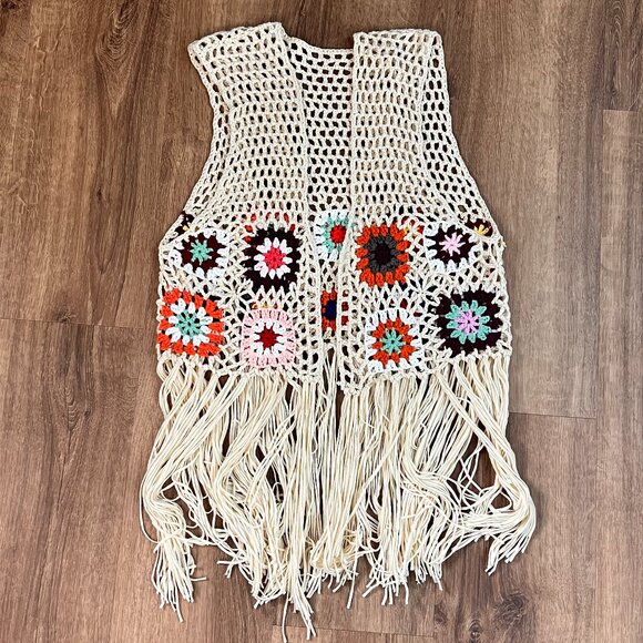 hand knit Sweaters - Granny Square Crochet Paul McCartney Sweater Vest Edith Handmade Sz M